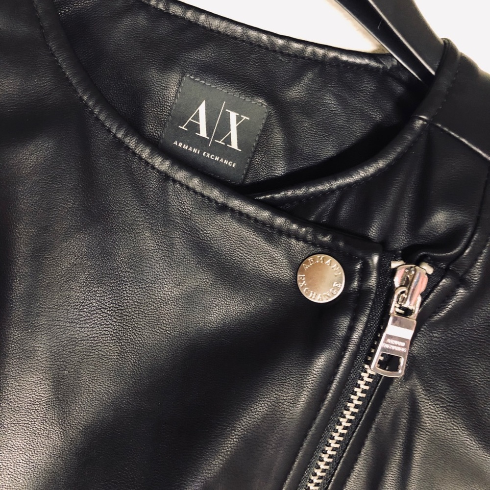 Armani Exchange Black Faux Leather Jacket XS